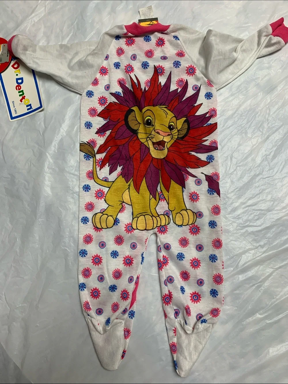 Vintage 90s Disney Lion King Footed Pajamas Simba Deadstock NWT Sz L 19-26 Pnd
